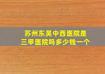 苏州东吴中西医院是三甲医院吗多少钱一个