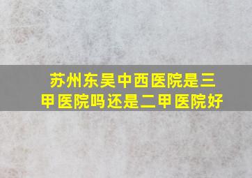 苏州东吴中西医院是三甲医院吗还是二甲医院好