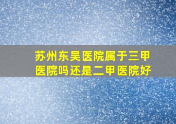 苏州东吴医院属于三甲医院吗还是二甲医院好