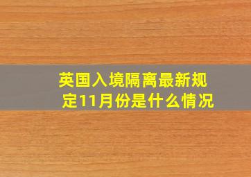 英国入境隔离最新规定11月份是什么情况