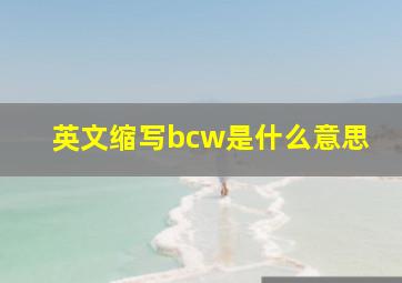 英文缩写bcw是什么意思