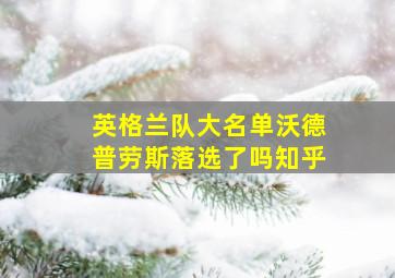 英格兰队大名单沃德普劳斯落选了吗知乎