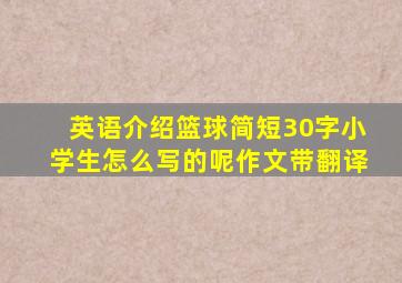 英语介绍篮球简短30字小学生怎么写的呢作文带翻译