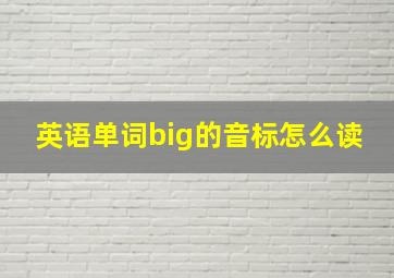 英语单词big的音标怎么读