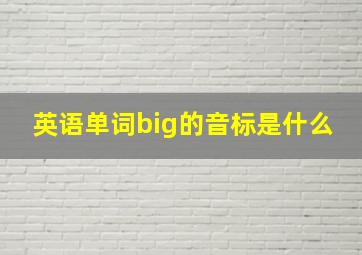 英语单词big的音标是什么