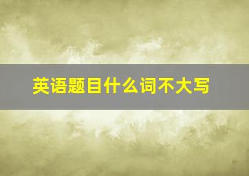 英语题目什么词不大写