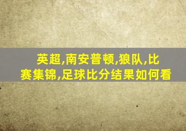 英超,南安普顿,狼队,比赛集锦,足球比分结果如何看