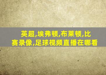 英超,埃弗顿,布莱顿,比赛录像,足球视频直播在哪看