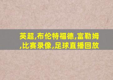 英超,布伦特福德,富勒姆,比赛录像,足球直播回放