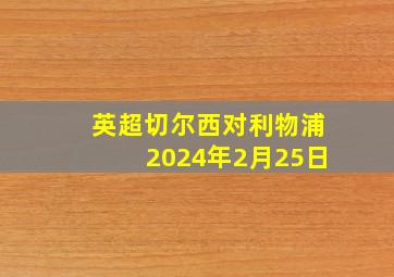 英超切尔西对利物浦2024年2月25日