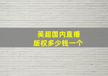 英超国内直播版权多少钱一个