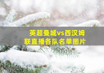 英超曼城vs西汉姆联直播各队名单图片