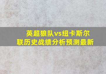 英超狼队vs纽卡斯尔联历史战绩分析预测最新