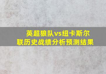 英超狼队vs纽卡斯尔联历史战绩分析预测结果