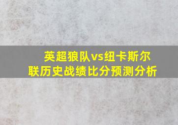 英超狼队vs纽卡斯尔联历史战绩比分预测分析