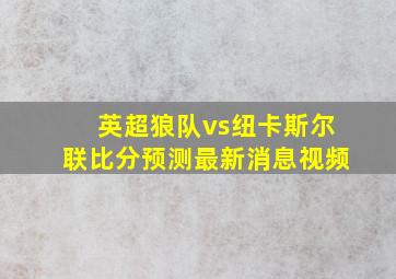 英超狼队vs纽卡斯尔联比分预测最新消息视频