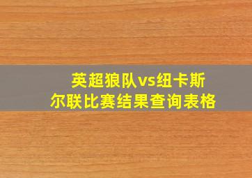 英超狼队vs纽卡斯尔联比赛结果查询表格