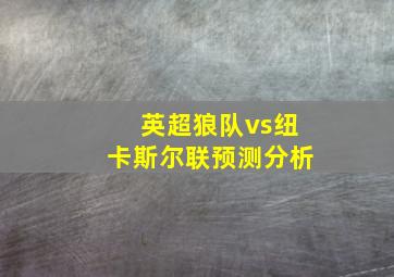 英超狼队vs纽卡斯尔联预测分析