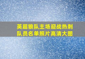 英超狼队主场迎战热刺队员名单照片高清大图