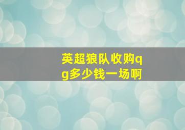 英超狼队收购qg多少钱一场啊