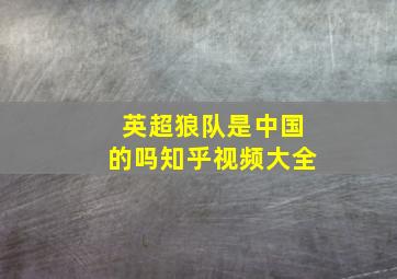 英超狼队是中国的吗知乎视频大全