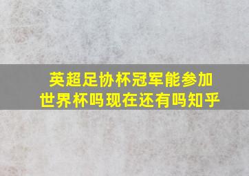 英超足协杯冠军能参加世界杯吗现在还有吗知乎