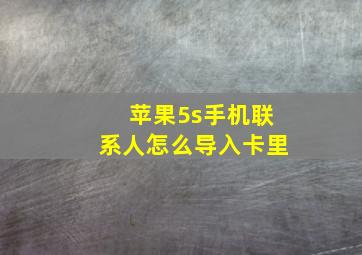 苹果5s手机联系人怎么导入卡里