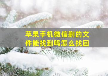 苹果手机微信删的文件能找到吗怎么找回