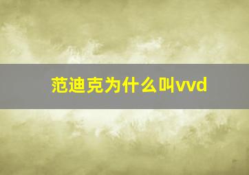 范迪克为什么叫vvd