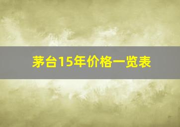 茅台15年价格一览表