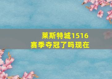 莱斯特城1516赛季夺冠了吗现在