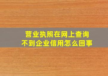 营业执照在网上查询不到企业信用怎么回事