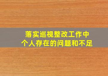 落实巡视整改工作中个人存在的问题和不足