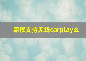 蔚揽支持无线carplay么