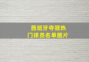 西班牙夺冠热门球员名单图片