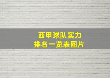 西甲球队实力排名一览表图片