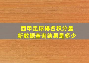 西甲足球排名积分最新数据查询结果是多少