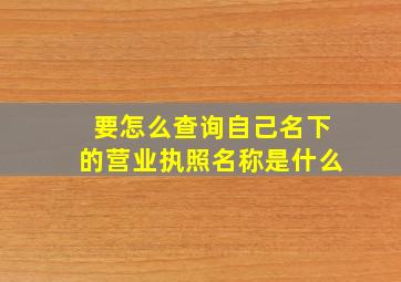 要怎么查询自己名下的营业执照名称是什么