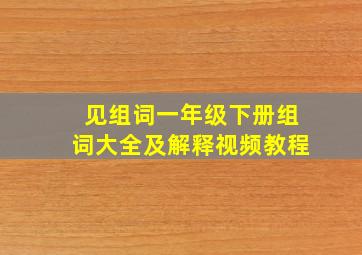 见组词一年级下册组词大全及解释视频教程