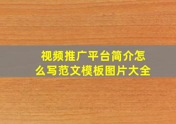 视频推广平台简介怎么写范文模板图片大全