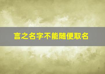 言之名字不能随便取名