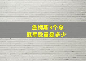 詹姆斯3个总冠军数量是多少