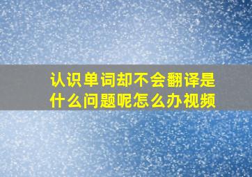 认识单词却不会翻译是什么问题呢怎么办视频