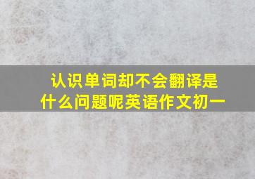 认识单词却不会翻译是什么问题呢英语作文初一