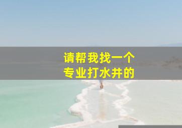 请帮我找一个专业打水井的