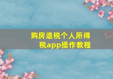 购房退税个人所得税app操作教程