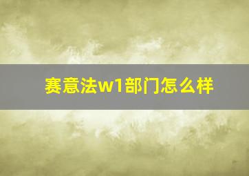 赛意法w1部门怎么样