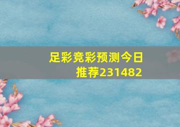 足彩竞彩预测今日推荐231482