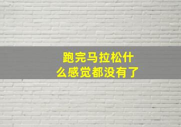 跑完马拉松什么感觉都没有了