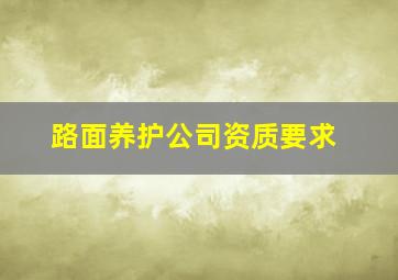 路面养护公司资质要求